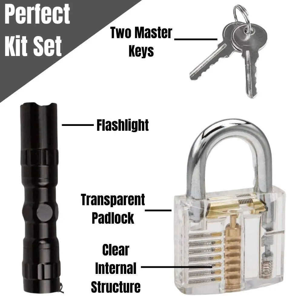 
2020 lock pick set security training unlocking locksmith supplies with transparent practice padlock 