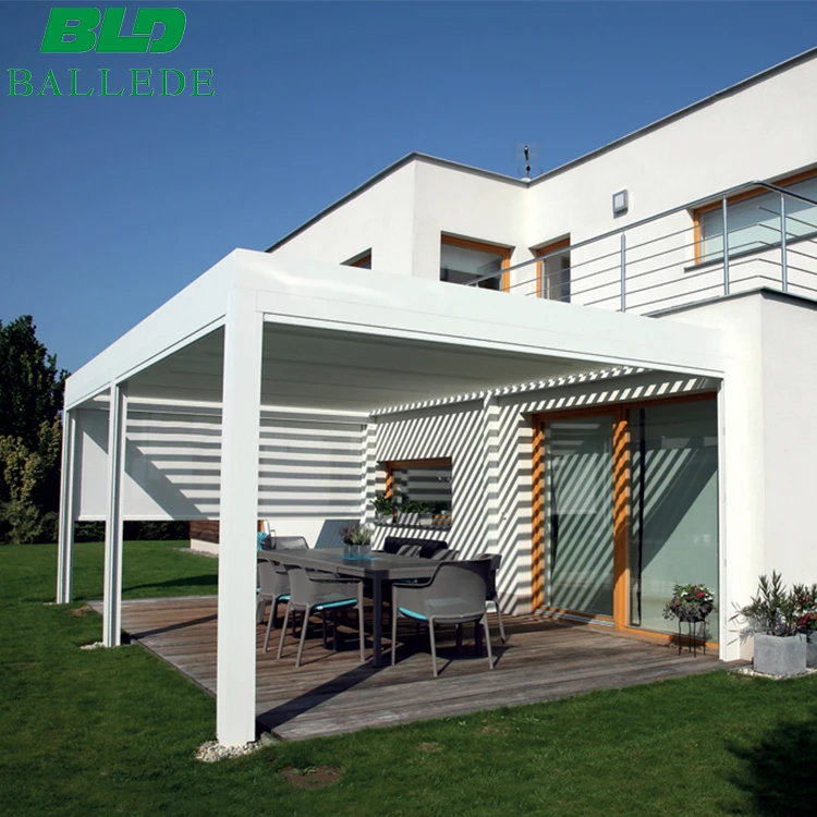 Ease Installation Black Aluminum 12x16 Attaches Wall Pergola Custom Size Louver Roof For Canada