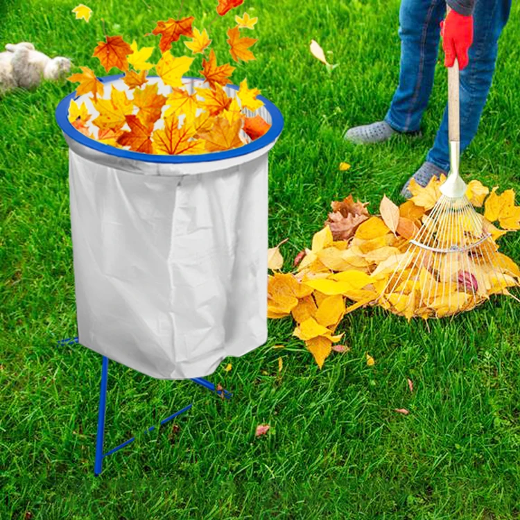 JH-Mech Bin Bag Holder in Steel Galvanised Trash Bag Holder with Wheels Portable Trash Bin Rack Garbage Bag Holder