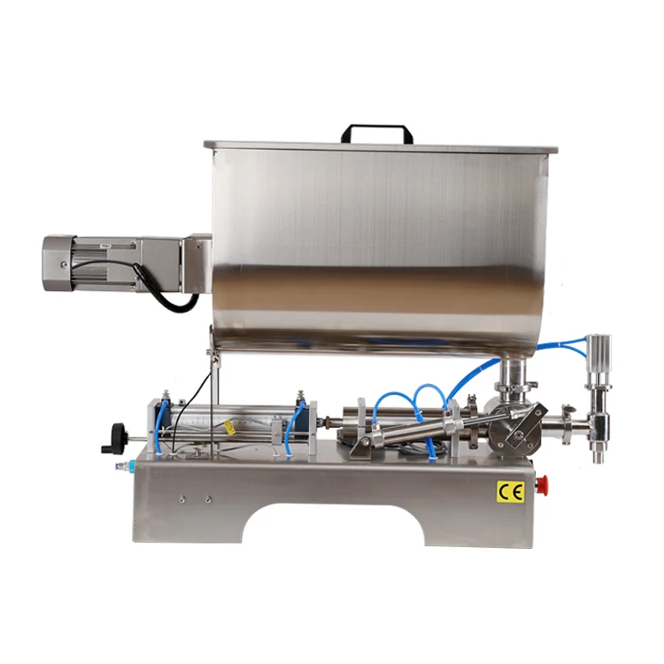 Semi auto pneumatic dosing cream cheese chilli paste peanut butter filling machine with mixer and heater