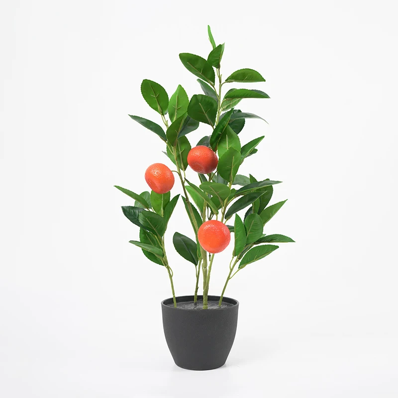 Artificial Orange tree Potted With fruit 20*19*49cm Faux Orange in pp pot Bonsai Plants for Indoor decorations