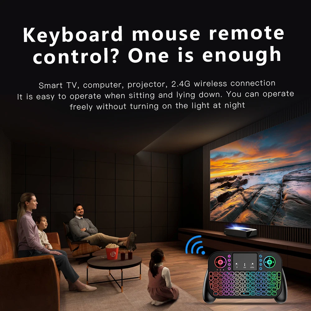 Factory V8 2.4G Mini Wireless Keyboard  7 Color Backlit Bluetooth  Air Mouse Remote Control Touchpad for Android TV  Box