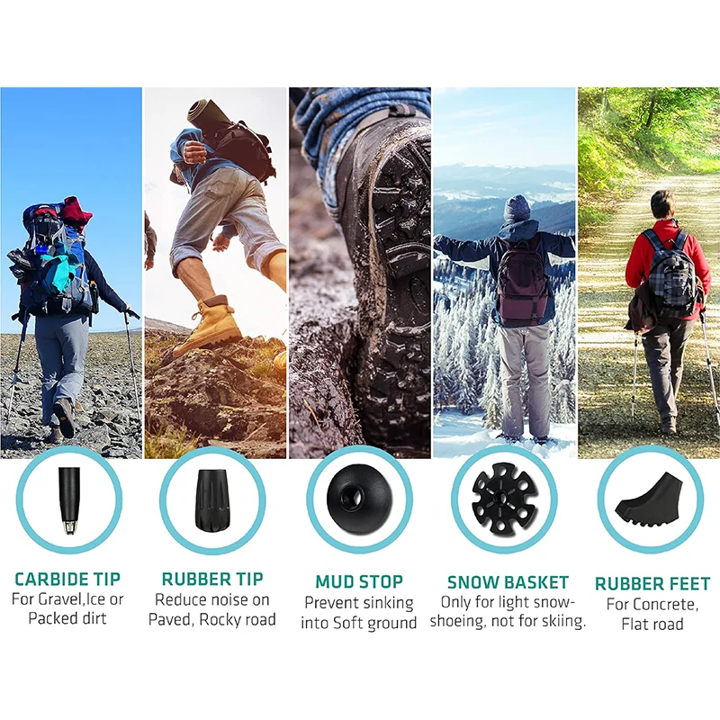 Telescopic Collapsible Flip Locks Hiking Poles Nordic Walking Pole Carbon Fiber Trekking Poles Walking Stick