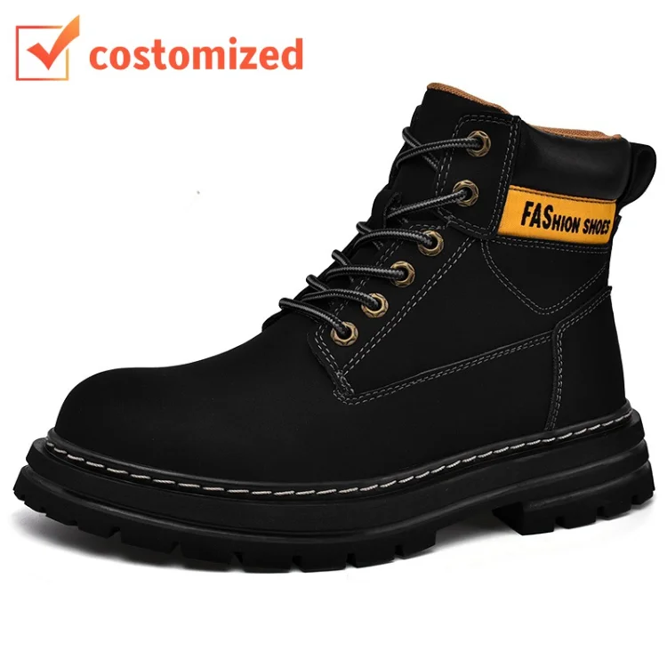 High Quality Genuine Leather Black Colour Men Classic Winter Outdoor Shoes Trend Casual Warm Martin Boots