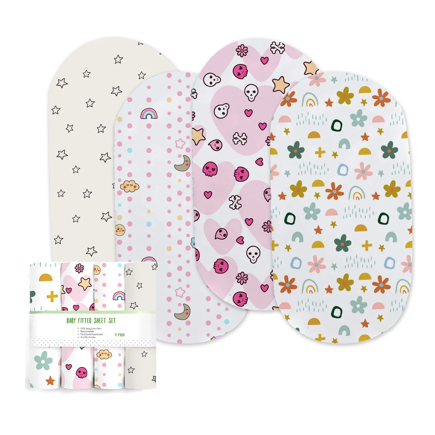 Custom Printing Soft Newborn Baby Bed Sheet Fabric Cotton Muslin Fitted Baby Crib Sheets