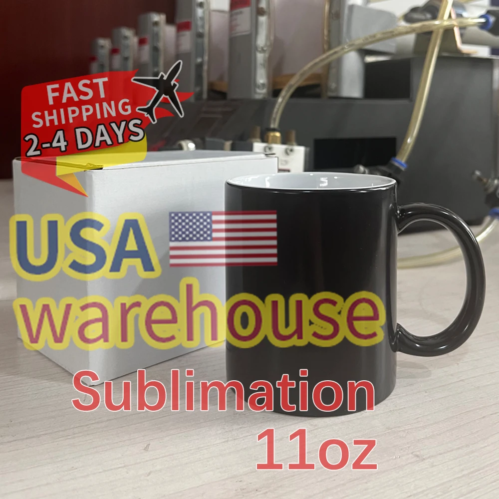 magic mug 11 ounce sublimation mugs sublimation blanks wholesale USA WAREHOUSE black magic cup mugs for sublimation