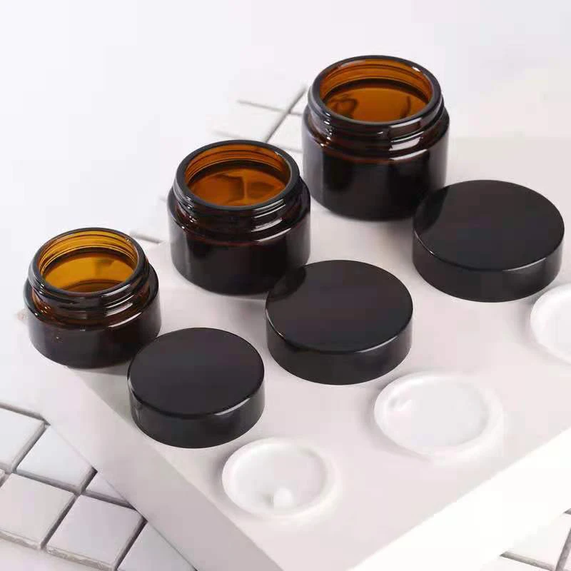 Cosmetic Packaging 100ml 150ml 200ml 250ml 300ml  Amber Pet Plastic Cosmetic Cream Jar With Plastic Lid