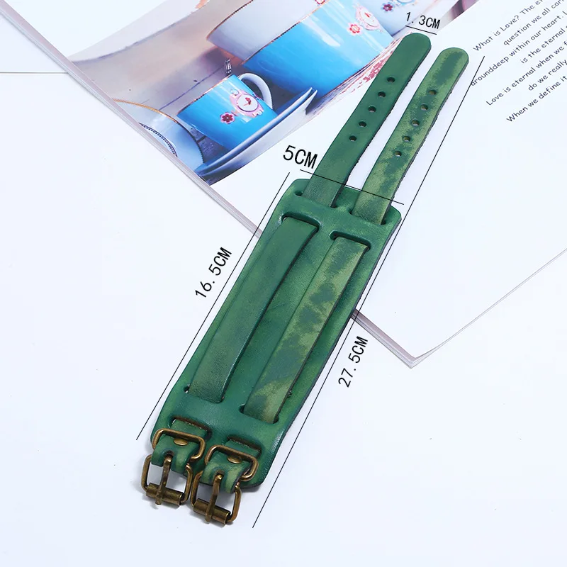 Wholesale Punk style wide Leather Bracelets & Bangles genuine Leather Wristband Men cuff Bracelet Charm Wrap arm Jewelry