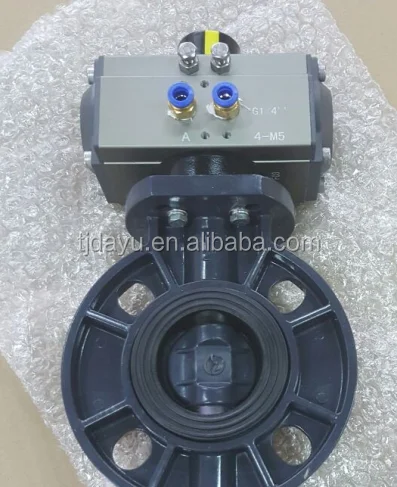 single acting normal close solenoid valve air filter limit switch UPVC PPH butterfly ball valve pneumatic drive