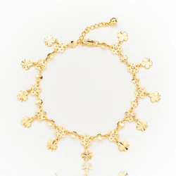 Wholesale Jewelry Hot Selling Gold Plated Daisy Anklet Trendy Luxury Adjustable Environmental copper Curb Chain Daisy Anklet