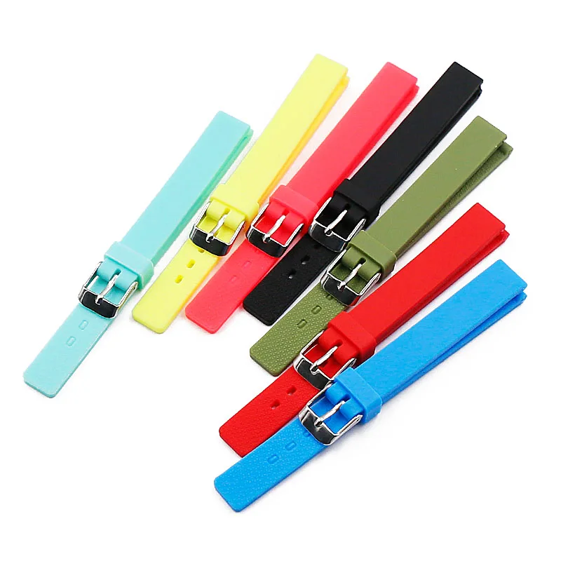 
Silicone strap watch accessories pin buckle 12mm waterproof sports rubber strap for women and children watch men watch band 