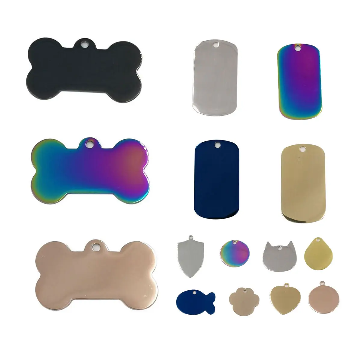 Wholesale stainless steel blank pet  keychain tag laser business engraving necklace dog tags key ID tag for dog