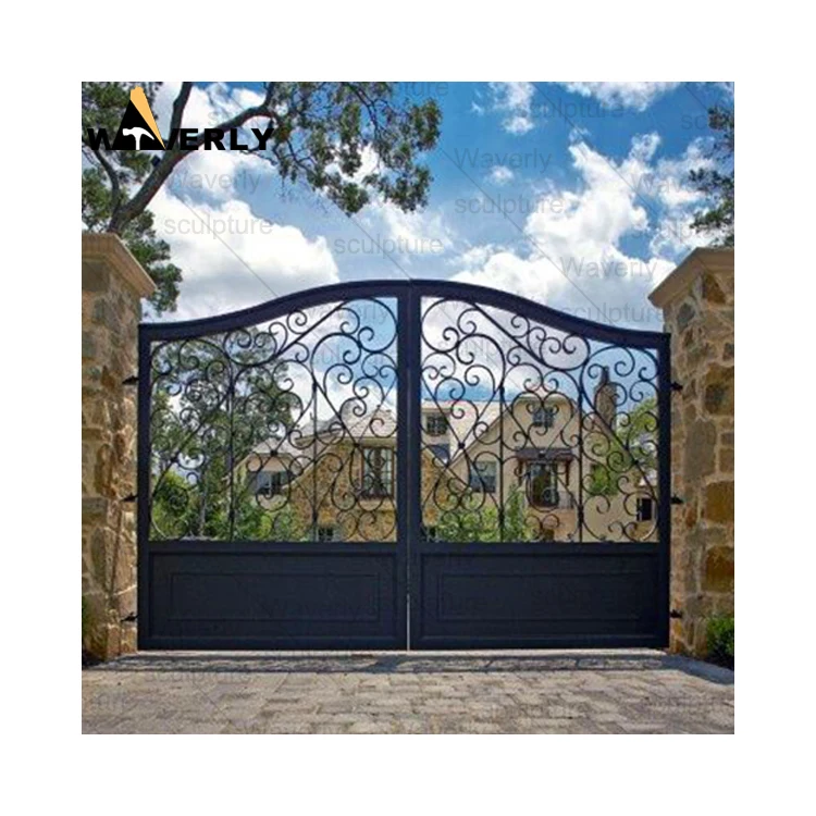 Italian Style Luxury Wrought Iron Grill Main Gate Design Driveway Gates Wrought Iron Cast Fancy Iron Gate Design