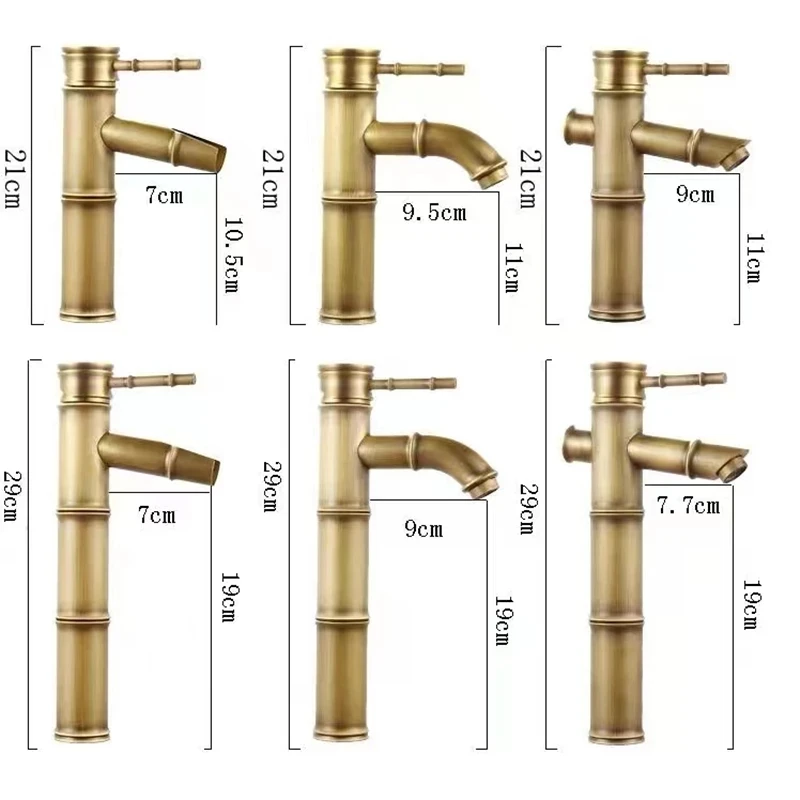 Basin Faucets Antique Copper Single Hole Waterfall Bathroom Faucet Bamboo Joint Type Cold Hot Water Basin Mixer Taps Torneira