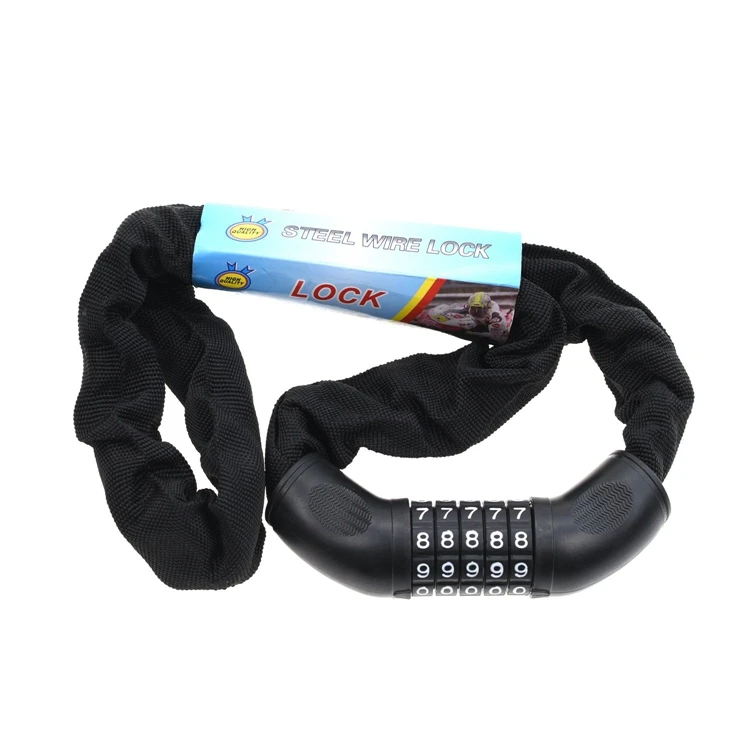 YH1366 Bicycle Lock, 5-Digit Resettable Combination 90mm Bicycle Chain Cable Locks for Bike, Motorcycle, Door, Gate,Fence, Grill