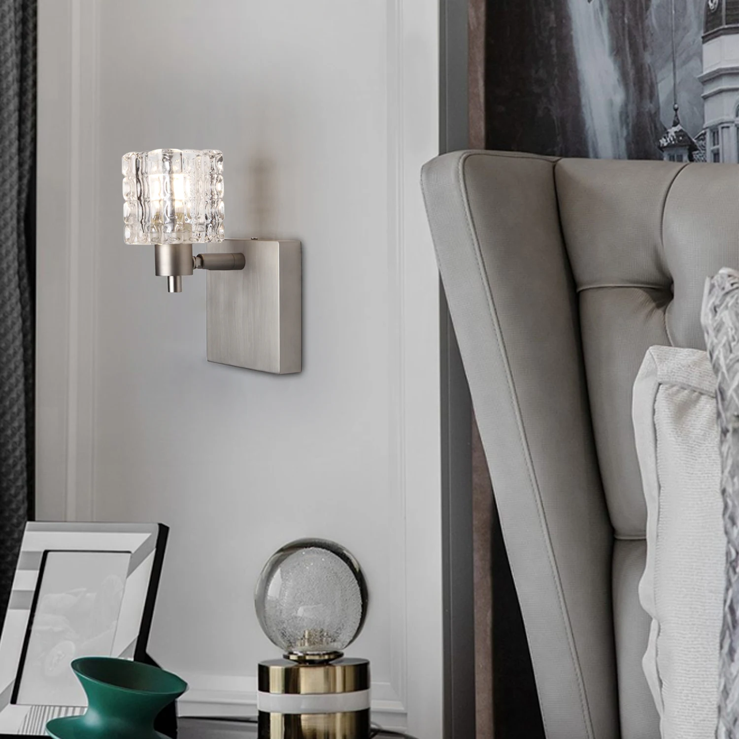 Modern Square Crystal Wall Sconce LED Front Lamp with aluminum and crystal Wall Mounted for Home or Office