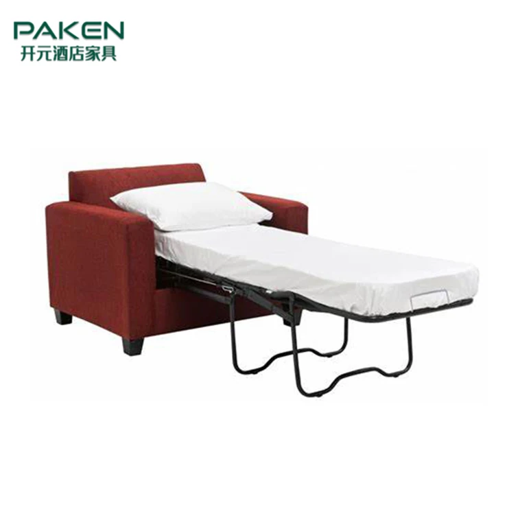 Modern Living Room Furniture Single Red Sofa Bed  Low Prices Wooden Hotel Fabric Sofa Beds