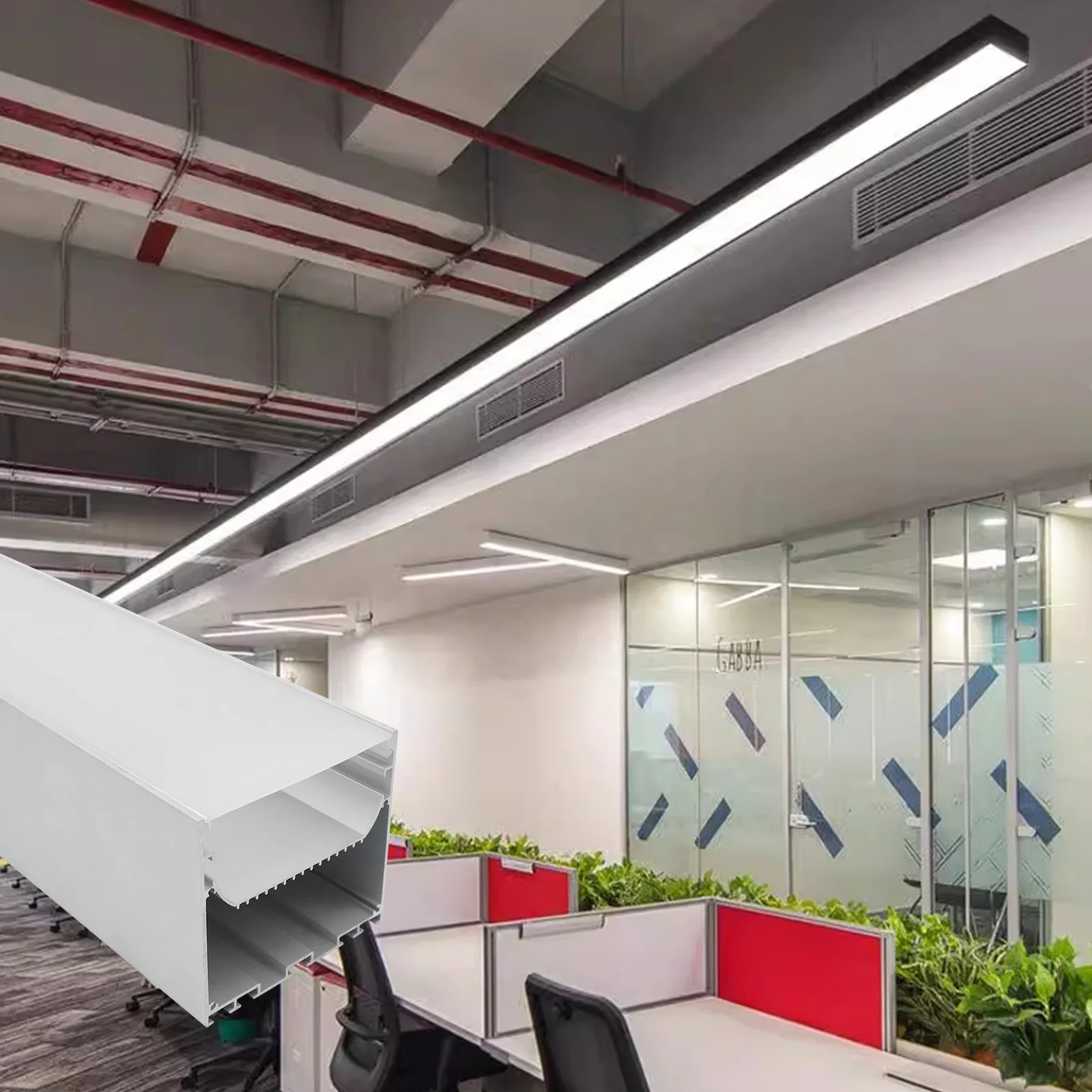 Factory D80  Led Strip Aluminum U Channel 80*75MM Led Office Alu Profiles Channel Light Cover