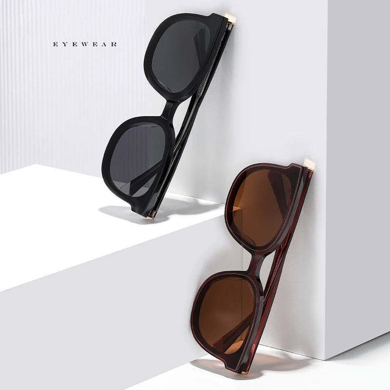 Top Fashion Cycling Polarized Lens Handmade Acetate Frames Round Mirror Sunglasses Logo