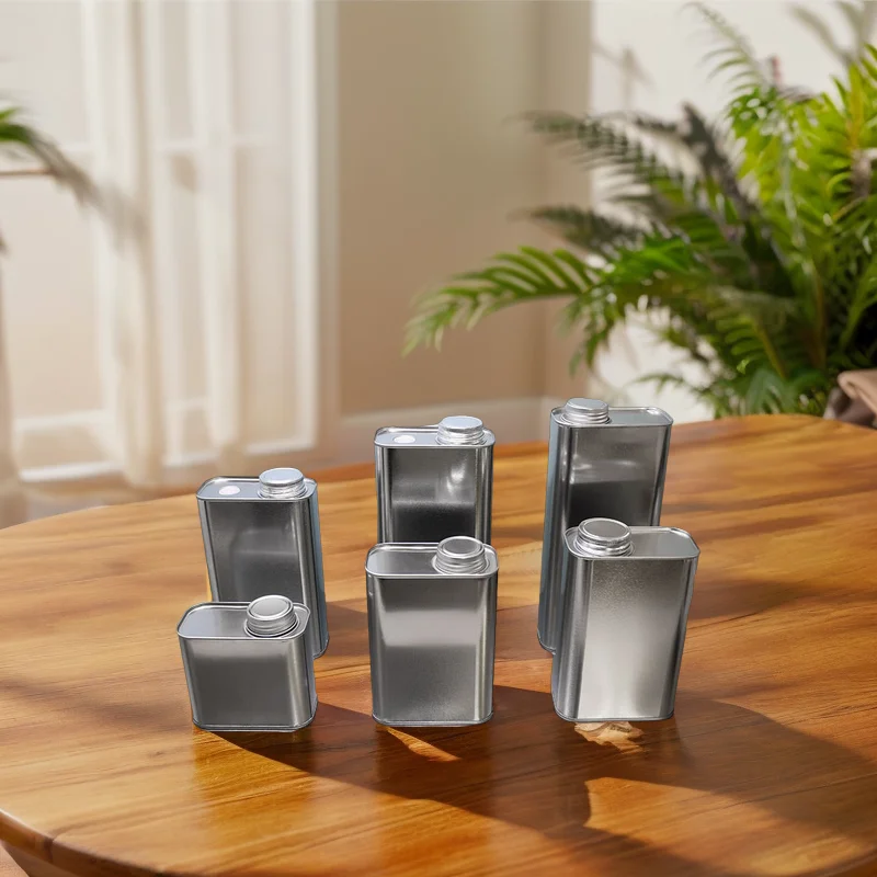 500ml Square Metal F-Style Screw Top Tin Box Chemical-Resistant Oil Tin Can Container Drum Pail Bucket with Lids Food Coffee