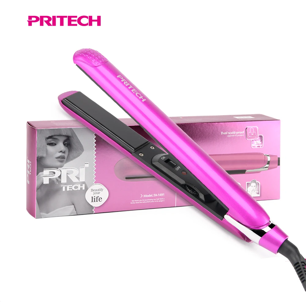 Недорогой тонкий портативный утюжок для завивки и выпрямления волос PRITECH