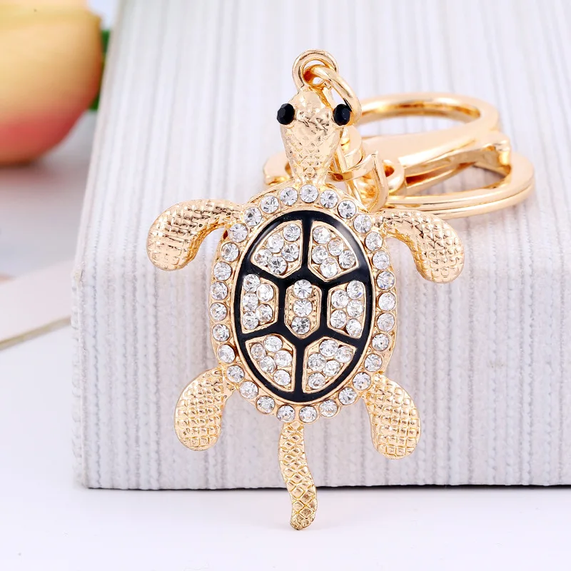 New innovative product tortoise shaped keychain cartoon animal diamonds  keychain