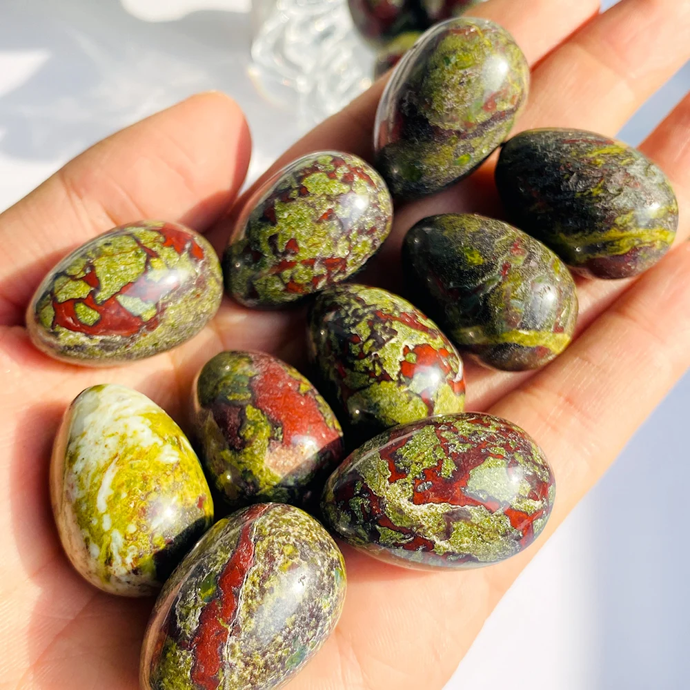 Wholesale Natural Crystal Crafts Dragon Blood Rough Stone Healing Small Egg Shape Polished for Gift