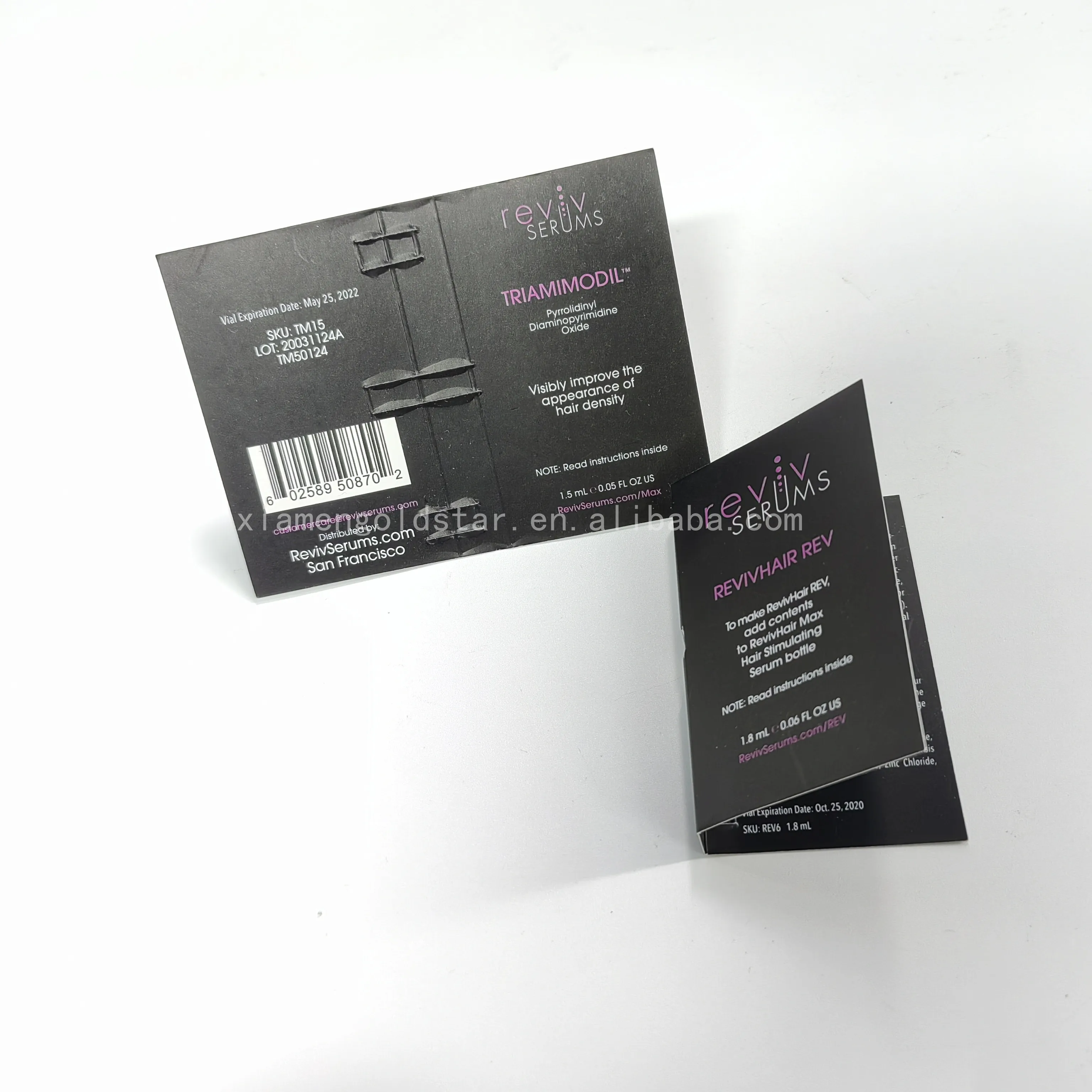 Perfume cosmetics sample packaging folding card 2ml 5ml holding card customized printing vial card