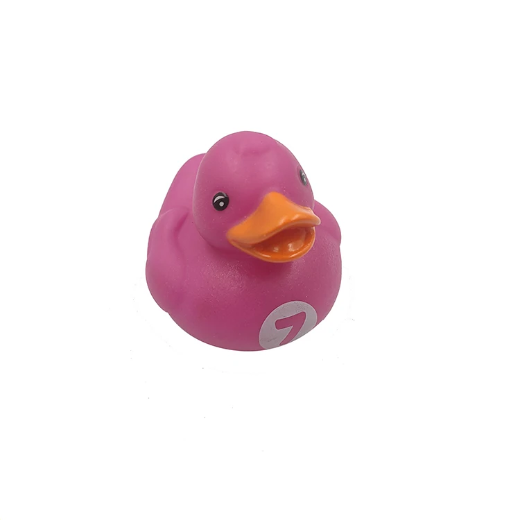 China Factory 2 Inch Number Duck Shower Toy  Baby Bath Toy Custom Rubber Duck