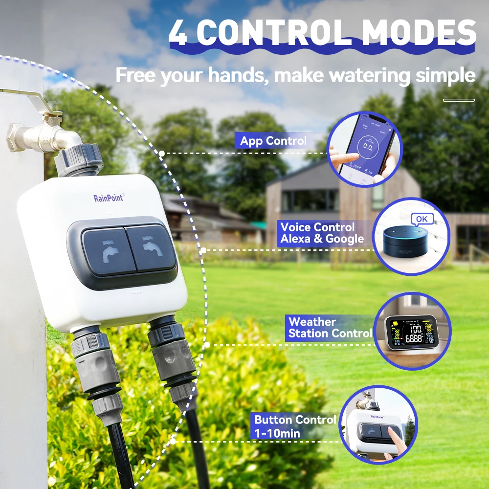 Garden 2 outlets Automatic Watering irrigation System Smart Garden Timer Wifi Automatic Drip Irrigation Controller with 2 zones