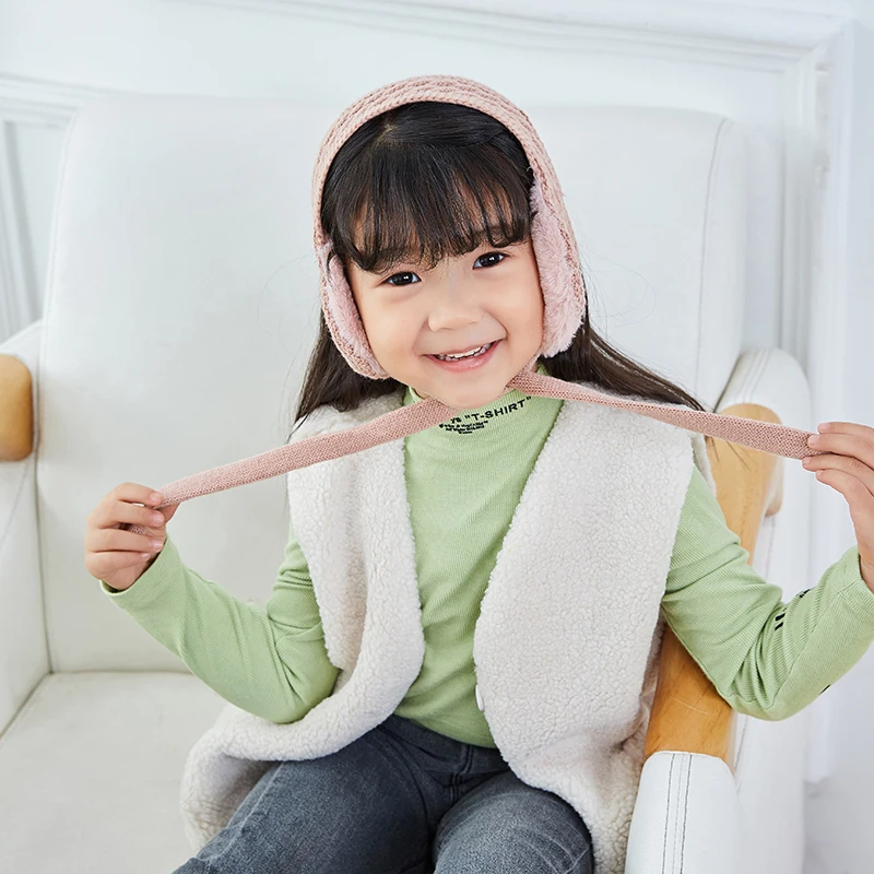 Зимний детский шарф, наушники, Флисовая Повязка на голову, обогреватель для ушей, детские вязаные теплые наушники