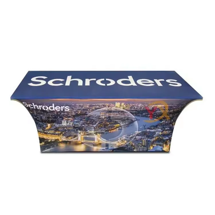 Custom Logo Spandex Table Cover 4ft 6ft 8ft Stretch Table Cloth Hotel Banquet Exhibition Decor Tablecloth