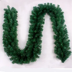 2.7m Green Artificial Christmas Garland Poinsettia Christmas Flower Wreath Christmas Tree Rattan Hanging Ornament Decoration