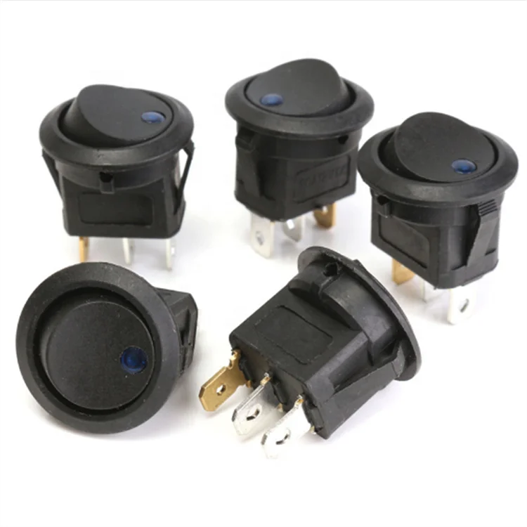 3 Pins With Led Lights Switch 12V 16A DC 23 * 23 * 25mm Cat Eye Switch Car Auto Boat Round Rocker Switch ON-OFF