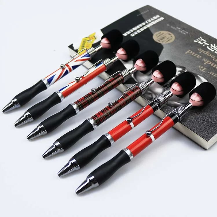 Wholesale custom logo metal soldier head souvenir 3d Kawaii ball pen Ballpoint pen