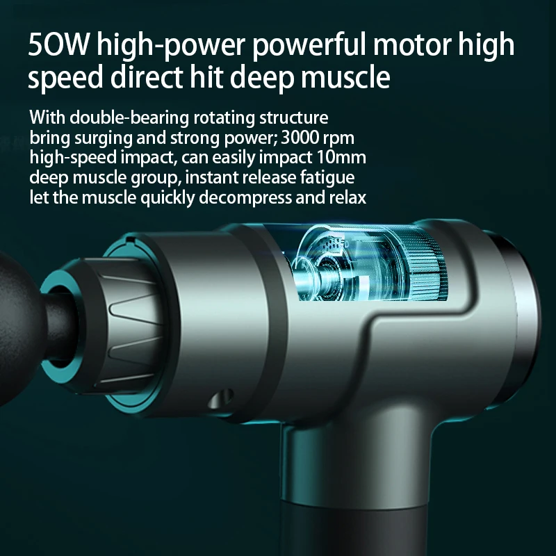 Two Heads Muscle Press Release Friction Device Fascia Gun Intelligent Variable Speed Electric Vibrating Body Massage Gun