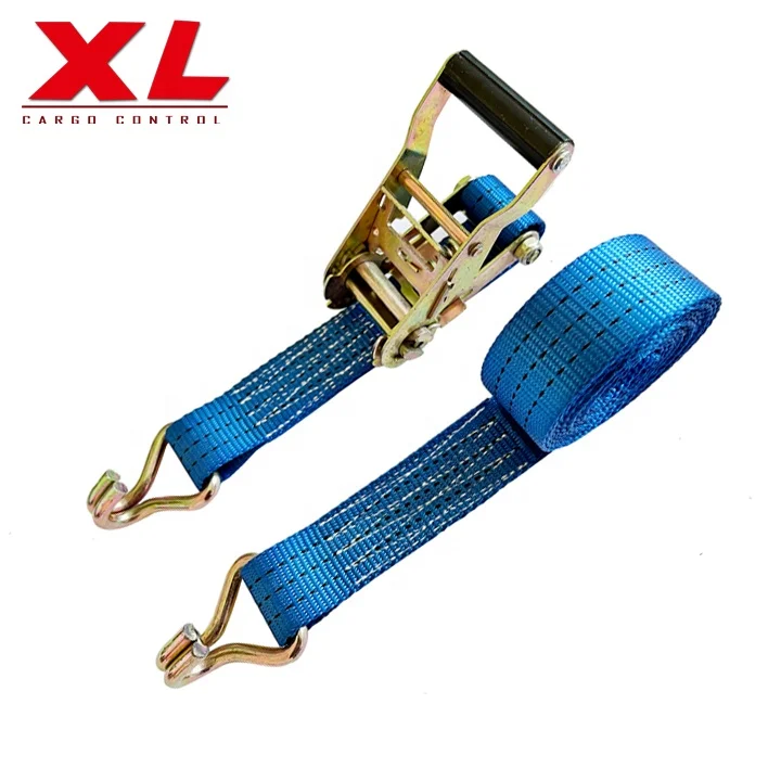 1.5 inch 38mm cargo lashing heavy duty ratchet straps belt with double j hooks 2000kgs