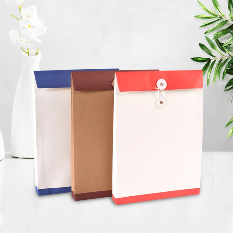 big large stiff brown a2 a3 a4 paper vintage scrapbook brochure booklet custom button necktie string tie envelope