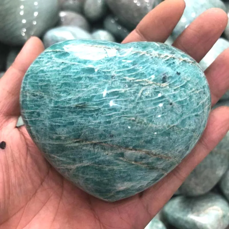 Natural heart palm stone bigger polished amazonite stone