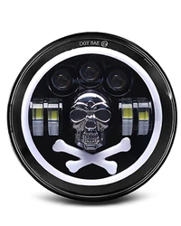 New Wind Auto Lighting System Driving Light Skull Shape Lamp Round Skull 5.75 Inch LED HeadLight for Jeep Motorcycle Accessories