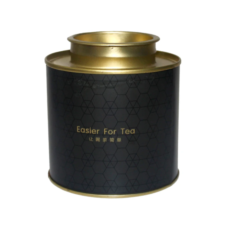 High Quality Food Grade Luxury Metal Round Matte Tin Coffee Can Loose Tea Tin Box For Tea Matcha Package Tin Cans