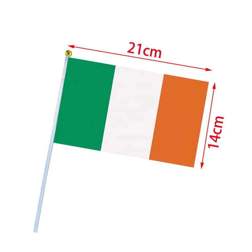 Custom Printing Ireland Hand Flag With Plastic Pole