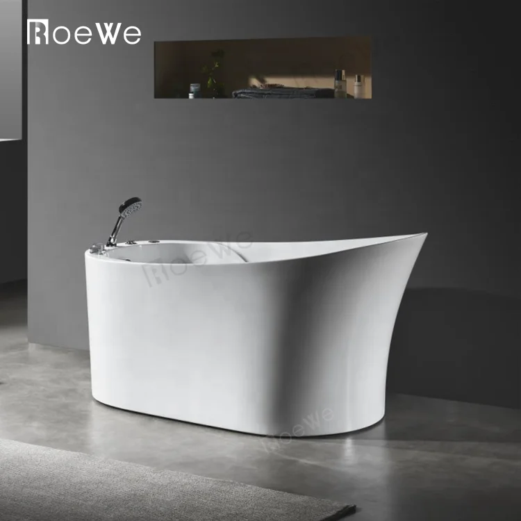 59 inch modern bathtub freestanding acrylic hot bath tubs with seat, stand alone mini bathtubs for small bathrooms soaking tub