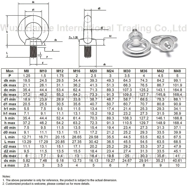 SS Eye Bolts M4 M8 M10 DIN580 Female Threaded Stainless Steel Lifting Eye Bolt
