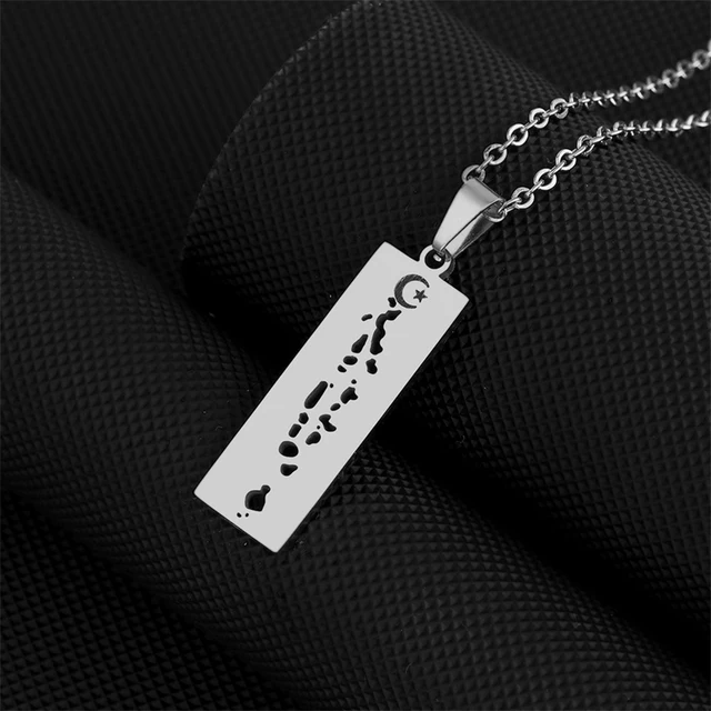 Stainless Steel Maldives Map Pendant Necklaces Gold/Silver Color Maldivian Jewelry With Coconut Tree and Flag Symbol Jewelry
