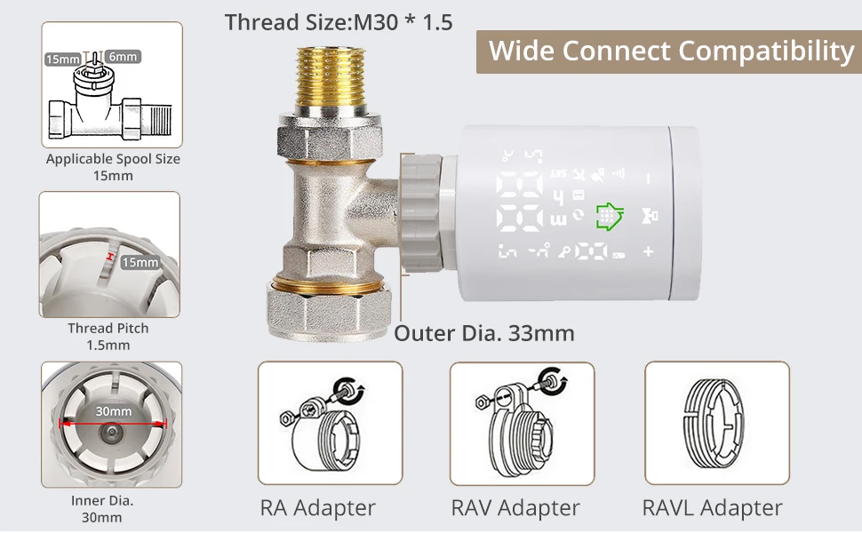 WIFI ZigBee 3.0 Smart TRV Radiator Actuator Thermostat Heater Programmable Thermostatic Valve Temperature  Battery Thermostat