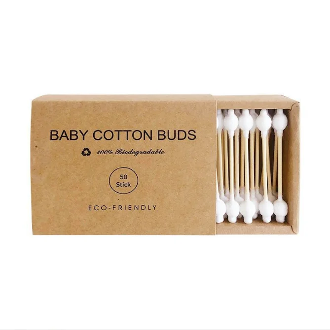 High Quality Bamboo Cotton Swab Double Tips with Square Box Premium Cotton Buds for baby Safe size