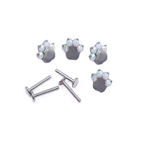 G23 Titanium Opal Labret Stud Rings Ear Tragus Earring Labret Lip Bar
