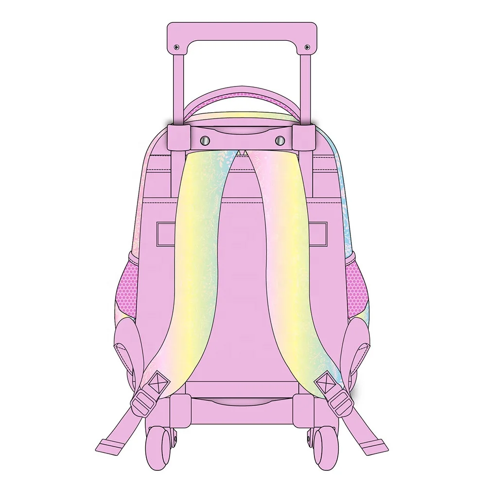 2024 Custom Fashion Wheeled Trolley Backpack Bags Good Quality 3 in 1 Girls School Trolley Backpack