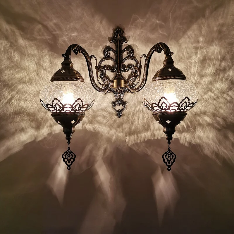 Ottoman retro exotic restaurant hotel homestay bar cafe decoration turkish hollow ice crack wall lamp